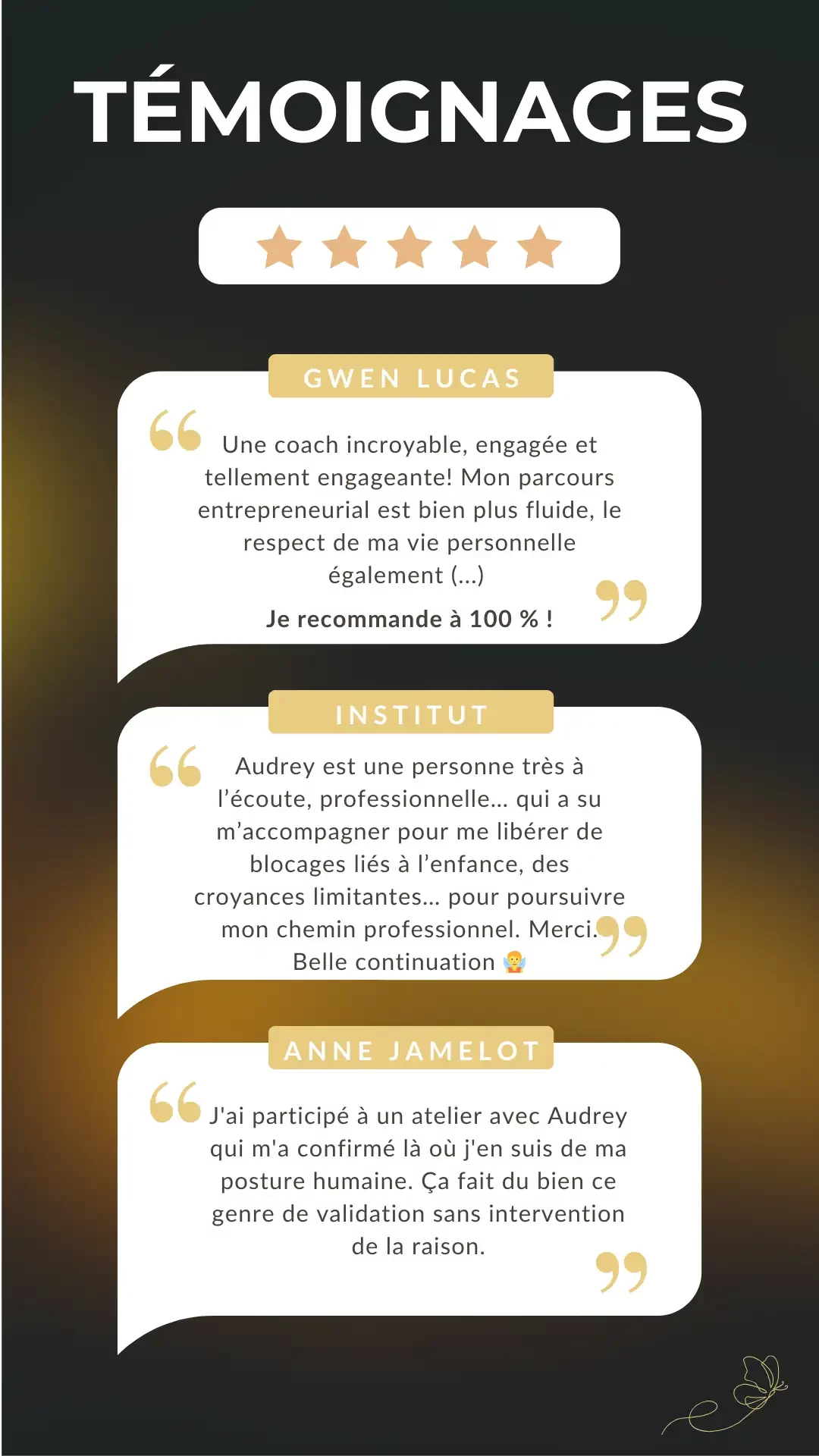Témoignages de coaching professionnel